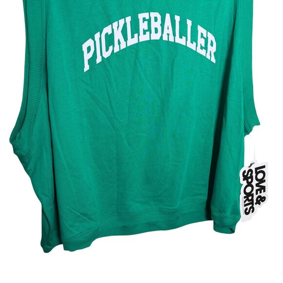 Love & Sports Tank Top Women's XL Green Pickleball Athletic Boxy Tee NWT - Picture 3 of 9